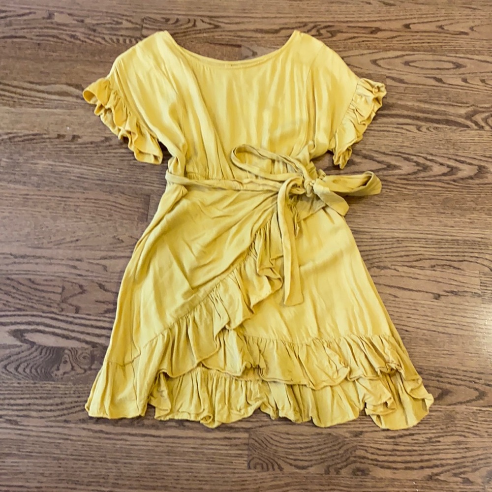 Yellow wrap dress